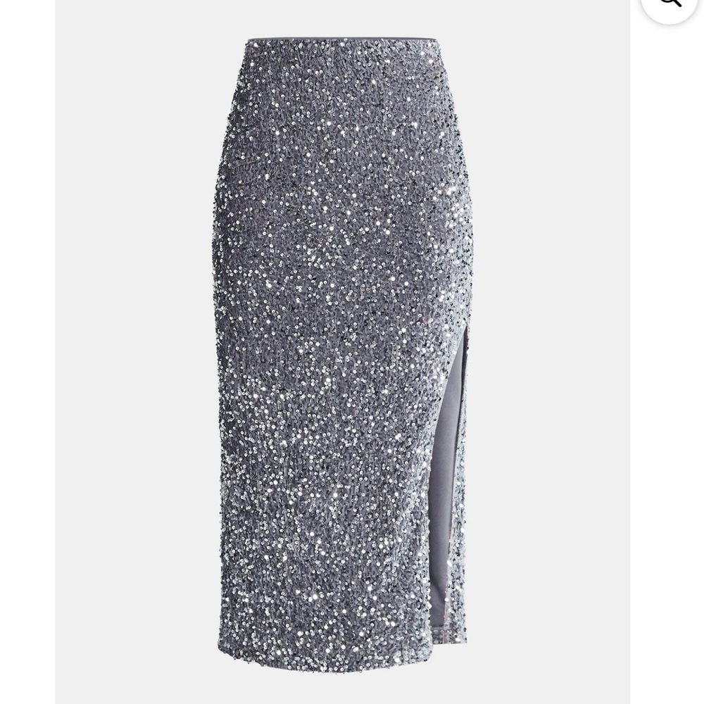 Elegant Silver Sequin Skirt